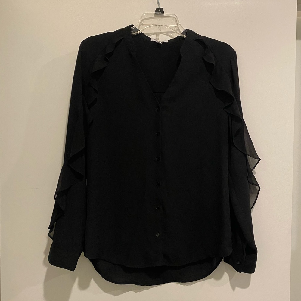 EXPRESS Women’s Portofino Blouse Black with Ruffle